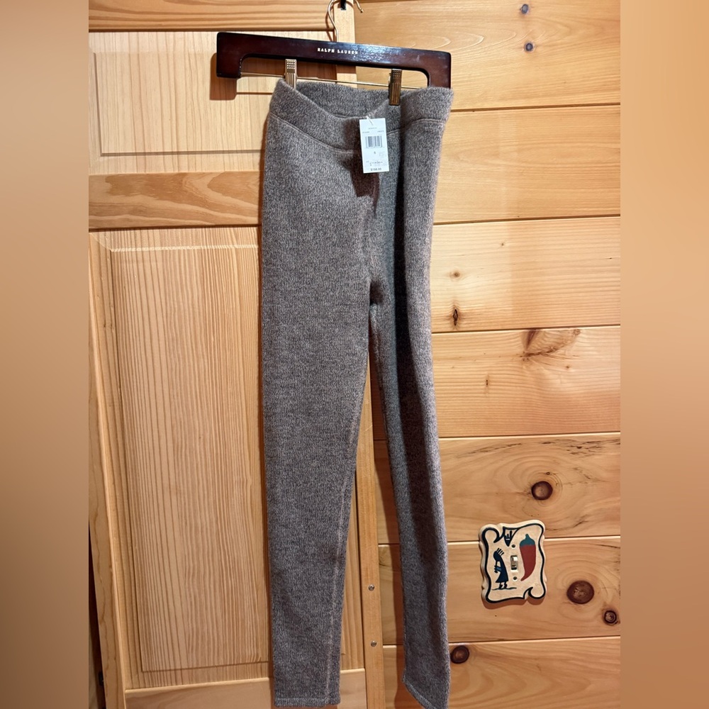 Monrow Cozy Brown Knit Leggings wool and cashmere blend